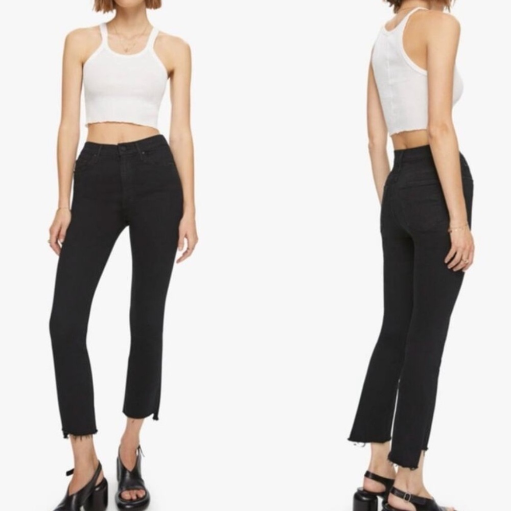 Mother The Insider Crop Two Step Fray Black Jeans in Not Guilty Womens Size 27